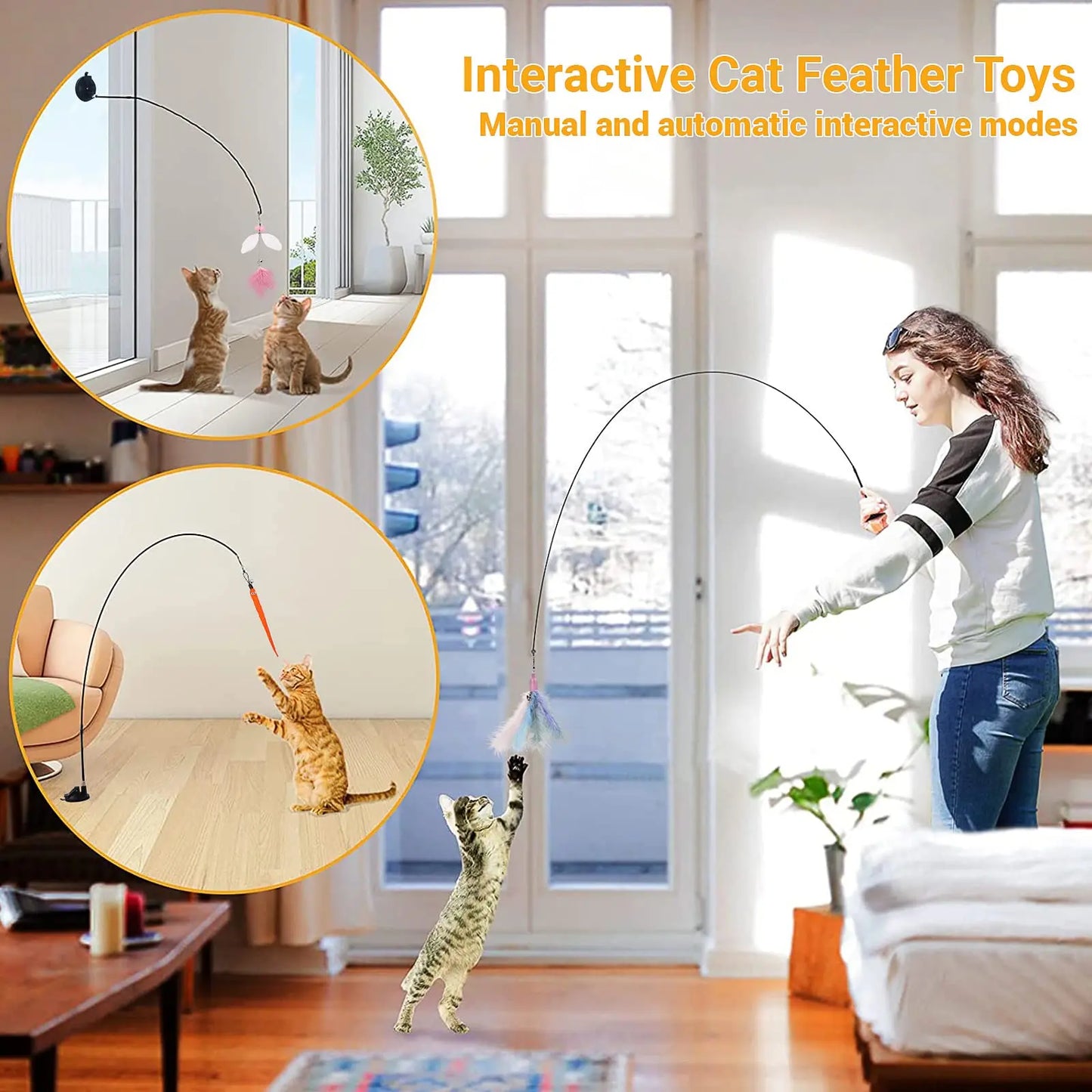 Interactive Cat Teaser: Feather Bird Toy