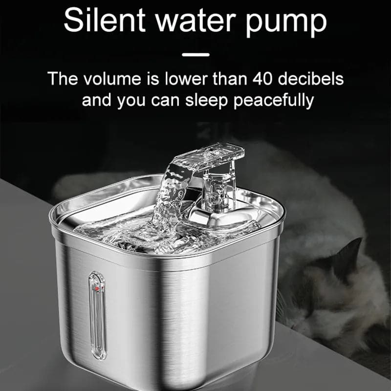 Quiet Stainless Steel Cat Fountain With Sensor - Petsofsweden