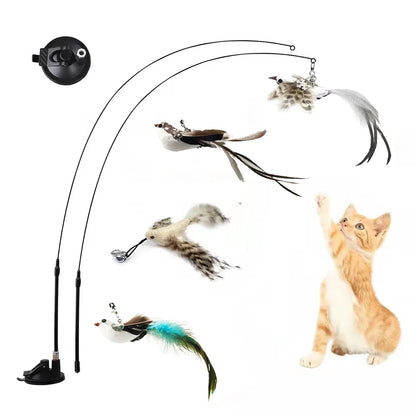 Self Interactive Cat Stick: Feather Bird Toy