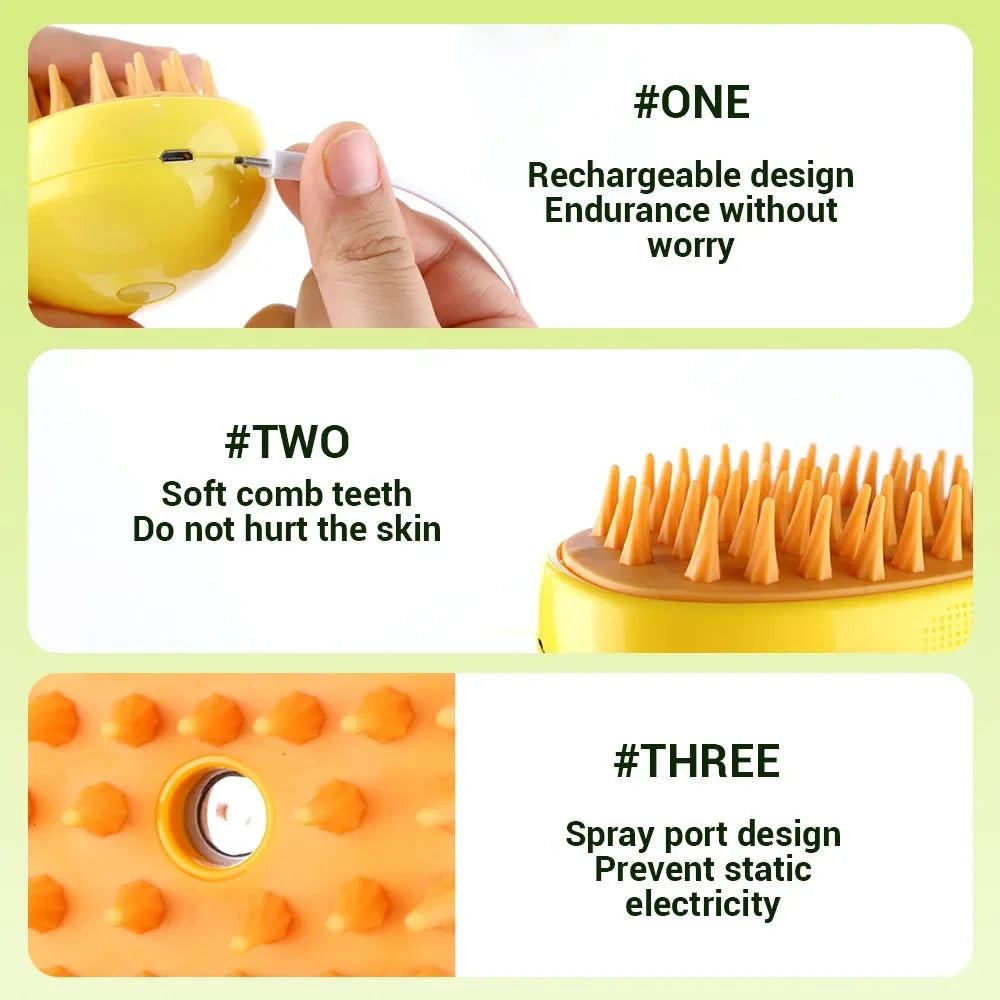 3-in-1 Pet Grooming Steam Brush - Petsofsweden