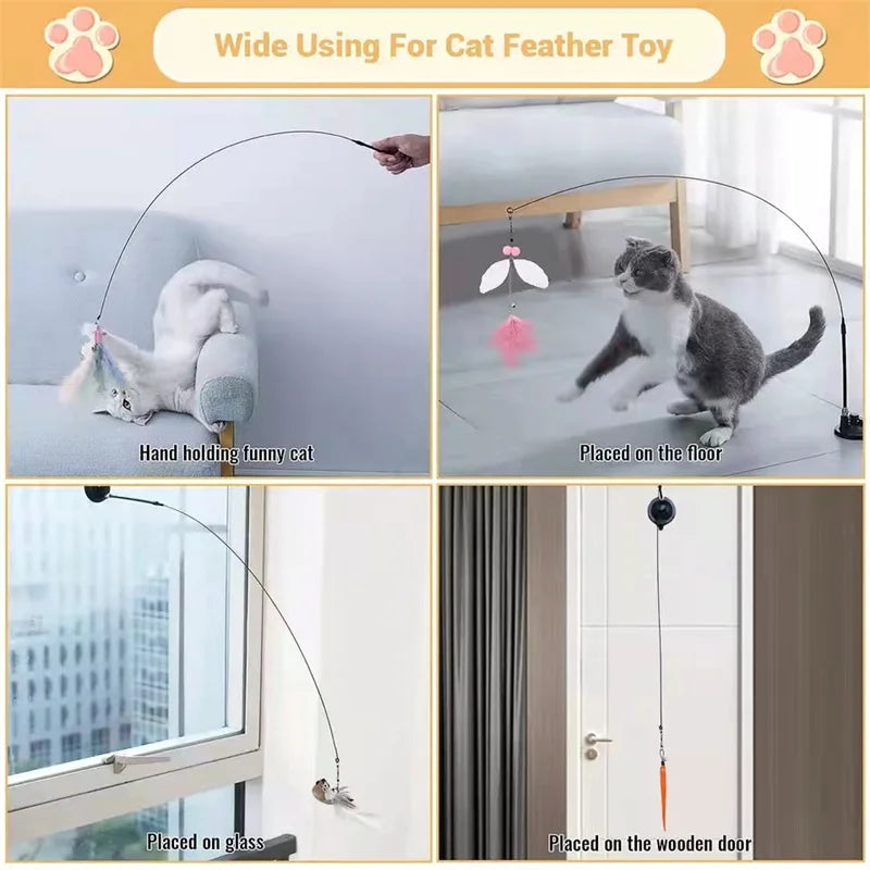 Self Interactive Cat Stick: Feather Bird Toy