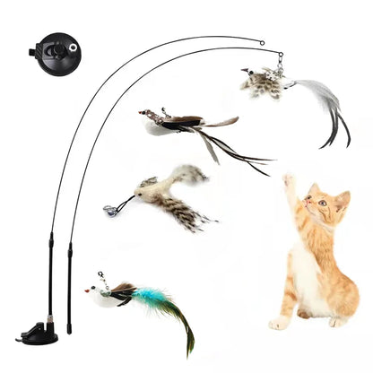 Self Interactive Cat Stick: Feather Bird Toy