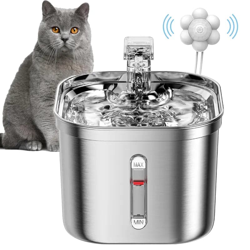 Quiet Stainless Steel Cat Fountain With Sensor - Petsofsweden