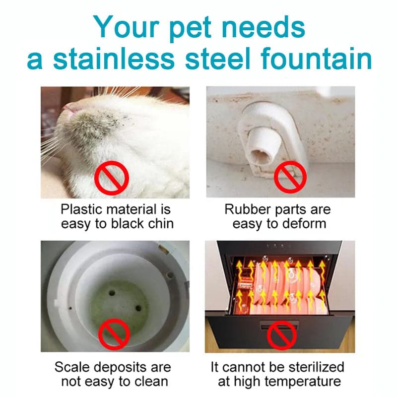 Quiet Stainless Steel Cat Fountain With Sensor - Petsofsweden